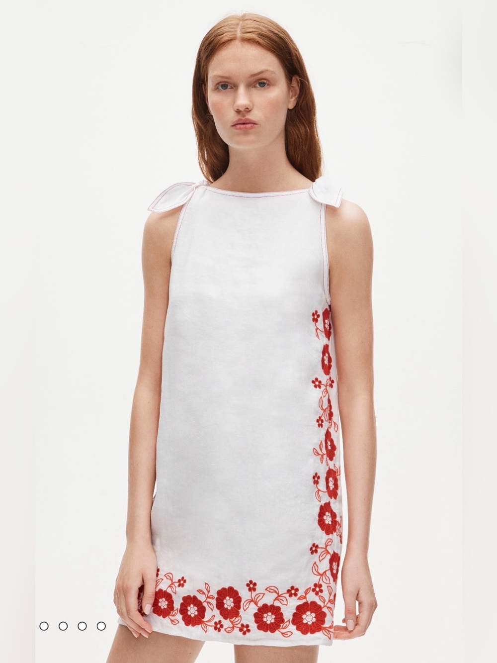 J.Crew Sadie Mini Dress in Embroidered Linen White Dark Poppy NWT S